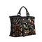 Johnny Was Dreamer Overnight Tote Bag Black Cotton Floral Leather Bird Large New