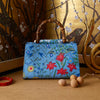 Gucci Nymphae Azure Shanghai Leather Handbag Snap Floral Blue Gold Bag Purse NEW