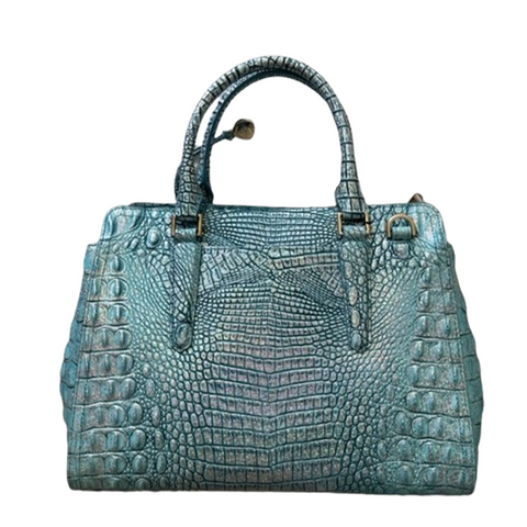 Brahmin Small Finley Arctic Blue Melbourne Tote Croc Emb Leather Handbag Bag New