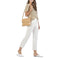 Hammitt VIP Medium Bag Zipper Leather Handbag Toast Tan Weave Gold Purse NEW