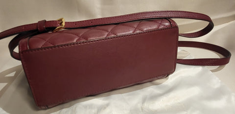 Michael Kors Selma Quilted Mini Messenger Claret Maroon Crossbody Purse Bag New