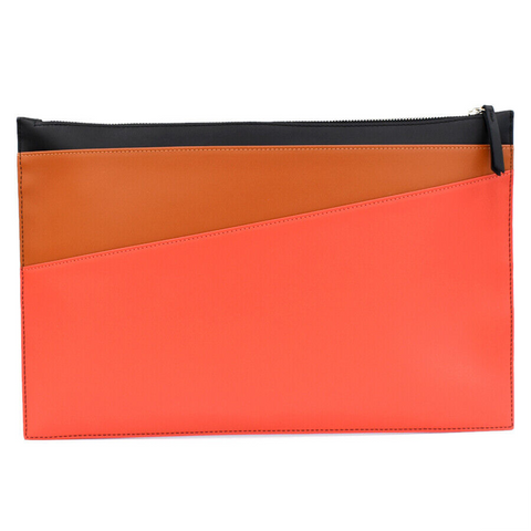 Longchamp Ruban Clutch Black Handbag Le Foulonne Bag Blue Orange Leather Wallet New