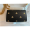Gucci Calfskin Bee Star Print Padlock Wallet Leather Black Gold New
