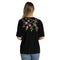 Johnny Was Maureen Trapunto 3/4 Tee Cotton Shirt Floral Embroidery Top Black NEW