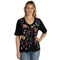 Johnny Was Maureen Trapunto 3/4 Tee Cotton Shirt Floral Embroidery Top Black NEW