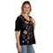 Johnny Was Maureen Trapunto 3/4 Tee Cotton Shirt Floral Embroidery Top Black NEW