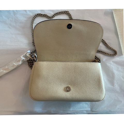 Gucci Soho GG Ivory Off White Leather Handbag Crossbody Clutch Italy Bag NEW