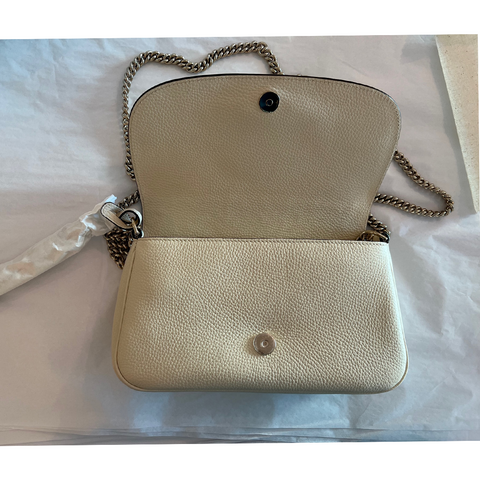 Gucci Soho Off White Leather Handbag Crossbody Clutch Ivory Italy Bag