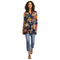 Johnny Was Janie Dragona Polo Swing Tunic Navy Blue Floral Top Shirt Medium NEW