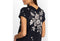 Johnny Was Oleander Button Neck Knit Tee Shirt Black Floral Embroidery Top PLUS New