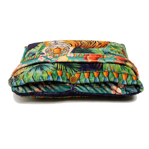 Johnny Was Tigres Travel Blanket Cream Reversible Blue Floral Home Lounge New