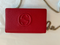 Gucci Soho Red GG Crossbody Wallet Leather Handbag Shoulder Bag Italy New