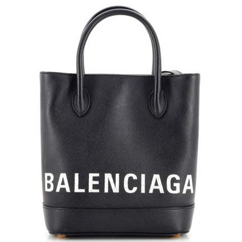 Balenciaga Logo Ville Tote Handbag Leather Bag XXS Black Shoulder Strap NEW