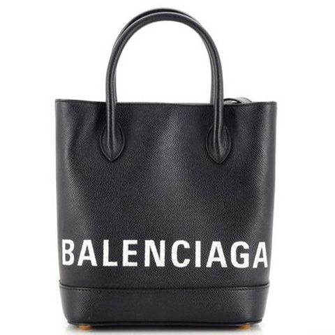 Balenciaga Logo Ville Tote Handbag Leather Bag XXS Black Shoulder Strap New