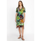 Johnny Was Janie Favorite V Neck Swing Dress Tigres Short Sleeve Green Blue NEW