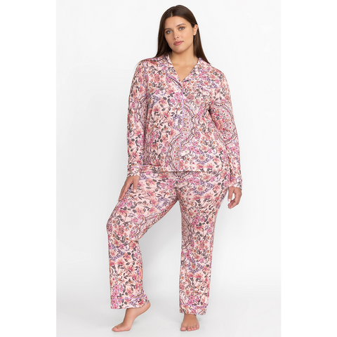 Johnny Was Carly Pj Set Aussie Long Sleeve Home Lounge Sleep Wear Pink Floral New