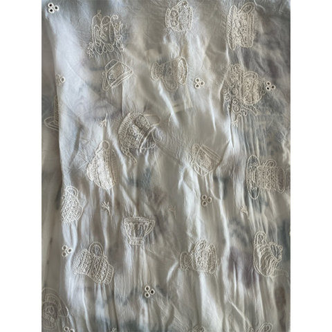 Johnny Was Tea Time Blouse Top Button Shirt Long Embroidery Floral White NEW