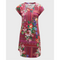 Johnny Was Bethia Cap Sleeve Night Dress Floral Cotton V Neck Flowers Purple NEW