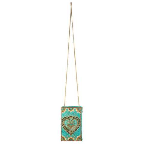 Mary Frances Moroccan Days Purse Crossbody Phone Bag Handbag Aqua Blue Multi NEW