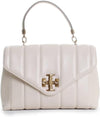 Tory Burch Kira Ivory White Small Brie Leather Top Handle Quilted Handbag New