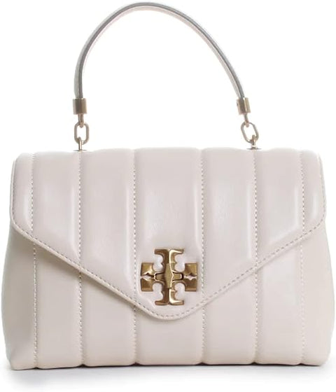 Tory Burch Kira Small Leather Quilted Handbag Satchel Bag Ivory White Purse NEW