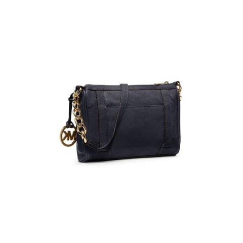 Michael Kors Medium McGraw Messenger Bag Zip Black Handbag Leather Gold New