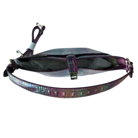 Brahmin Melbourne Shira Bucket Leather Satchel Purple Tote Bag Zip Handbag New