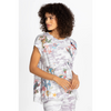 Johnny Was Zoe Relaxed Drape Tee Cotton Shirt Blouse Mauve Camo Embroidery Top NEW