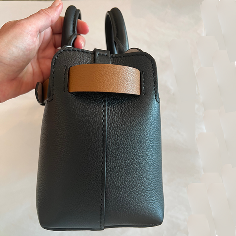 Burberry Baby Triple Stud Leather Belt Tote Bag Top Handle Black Handbag NEW