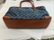 Gucci Ophidia GG Jacquard Denim Blue Brown Tote Bag Italy Leather Handbag New