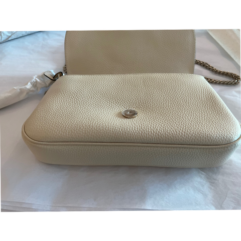 Gucci Soho Off White Leather Handbag Crossbody Clutch Ivory Italy Bag