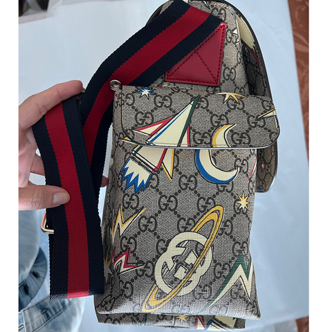 Gucci Supreme Gg Canvas Baby Diaper Changing Bag Italy Grey Handbag Tote NEW
