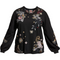 Johnny Was Selah Cuffed Puff Long Sleeve Tee Black Crew Neck Floral Shirt New