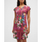 Johnny Was Bethia Cap Sleeve Night Dress Floral Cotton V Neck Flowers Purple NEW
