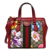 Gucci Ophidia Red Floral Small Tote Leather Canvas Flower Handbag Bag Italy NEW