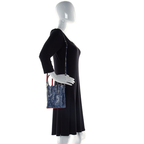 Christian Louboutin Calfskin Cabata Punk Mini Leather Tote Blue Bag Handbag NEW