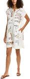 JOHNNY WAS CARTAGENA Natural Dress Cotton Embroidery Lined White Floral New