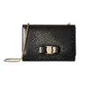 Salvatore Ferragamo Nero Crossbody Black Gold Glitter Leather Handbag Purse New