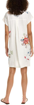 JOHNNY WAS CARTAGENA Natural Dress Cotton Embroidery Lined White Floral New