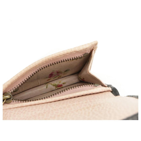 Gucci Calfskin GG Marmont Bow Compact Card Case Bifold Black Gold Purse Wallet