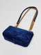 Gucci Velvet Matelasse Small GG Marmont Shoulder Bag Cobalt Blue Gold Handbag NEW