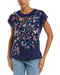 Johnny Was Mariposa Relaxed Tee Short Sleeve Floral Butterfly Shirt Black Top NEW