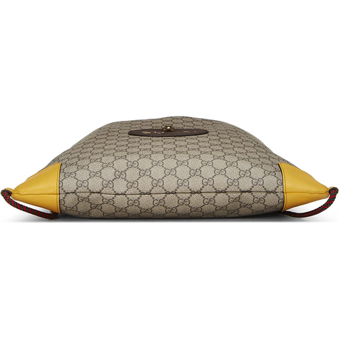 Gucci Drawstring Tiger Pre Loved Webline Beige GG Supreme Coated Canvas Neo Vintage Shoulder Bag Backpack Brown New