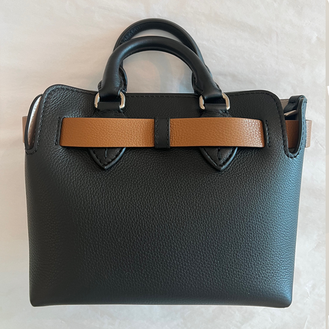 Burberry Baby Triple Stud Leather Belt Tote Bag Top Handle Black Handbag NEW
