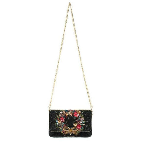 Mary Frances Traditions Black Chain Crossbody Special Bag Bead Handbag Purse NEW