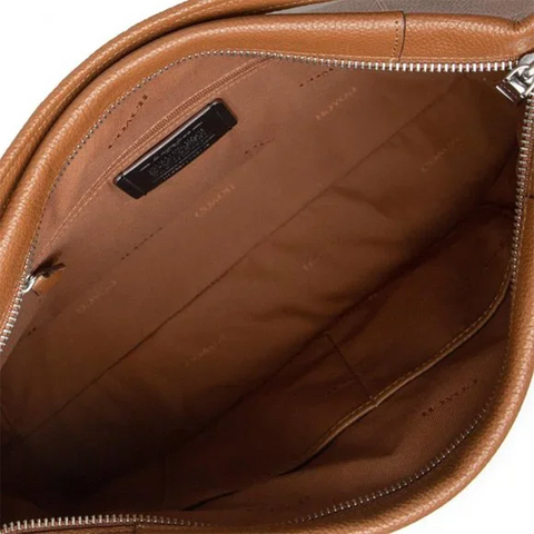 Coach Pebbled Leather Scout Hobo Saddle Soft Zipper Handbag Bag Brown Purse NEW