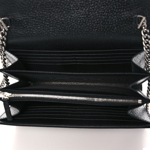Gucci Dionysus GG Mini Chain Wallet Black Denim Handbag Silver Italy Bag NEW