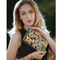 Mary Frances Blossoms Black Purple Handbag Flower Bead Chain Strap Gold Bag New