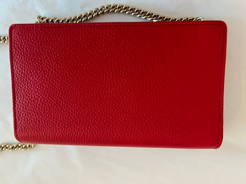 Gucci Soho Red GG Crossbody Wallet Leather Handbag Shoulder Purse Bag Italy NEW