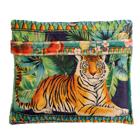 Johnny Was Tigres Travel Blanket Cream Reversible Blue Floral Home Lounge New